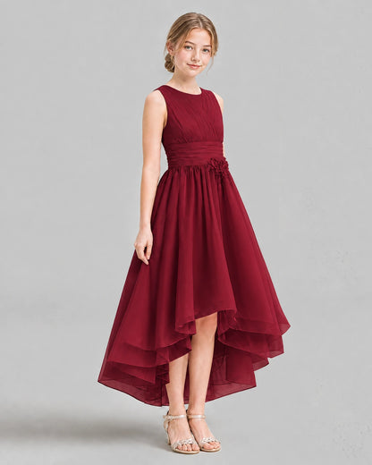 Burgundy A-line Girls Formal Dresses Side