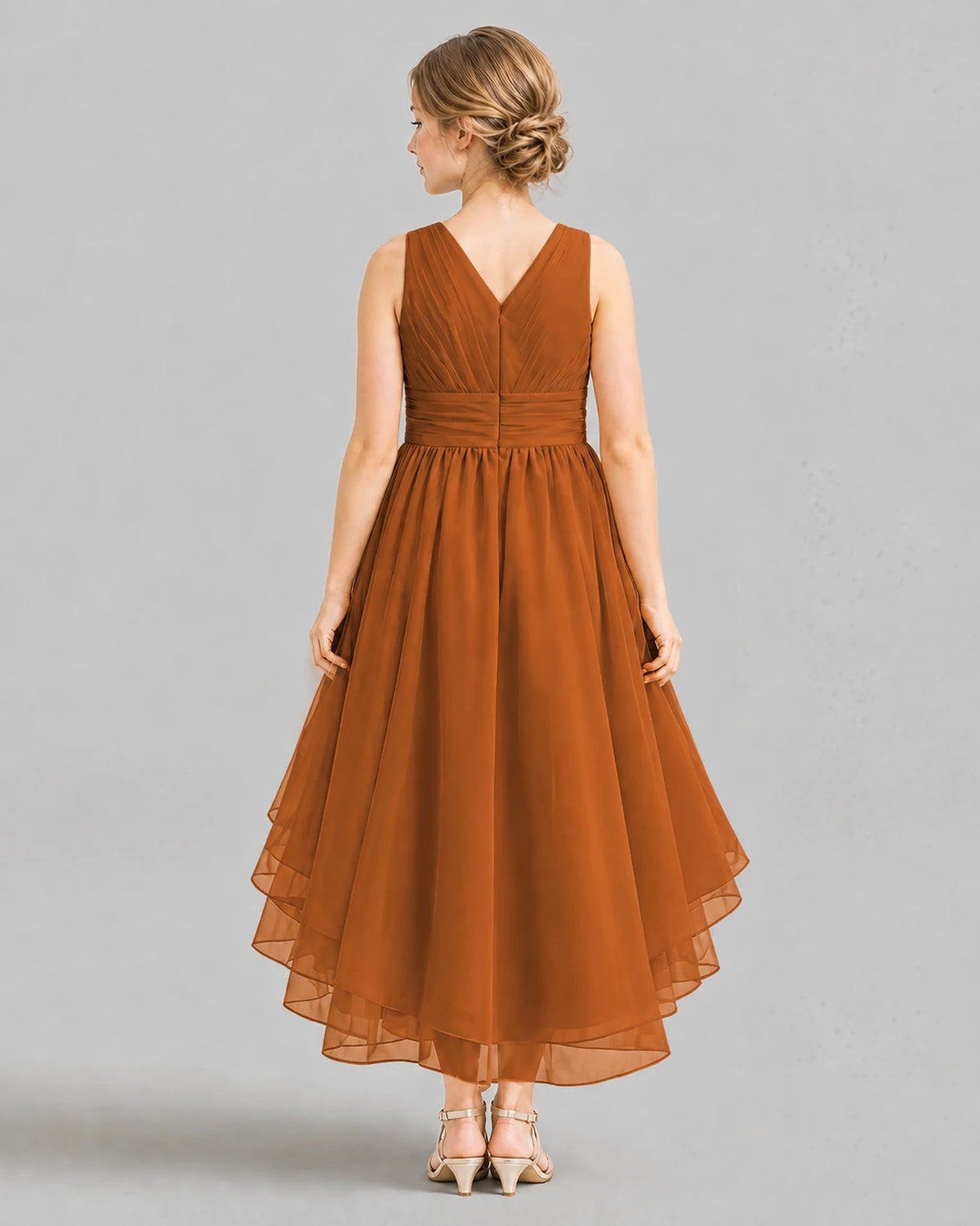 Burnt Orange A-line Girls Formal Dresses Back