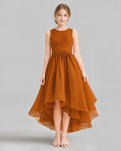 Burnt Orange A-line Girls Formal Dresses Front