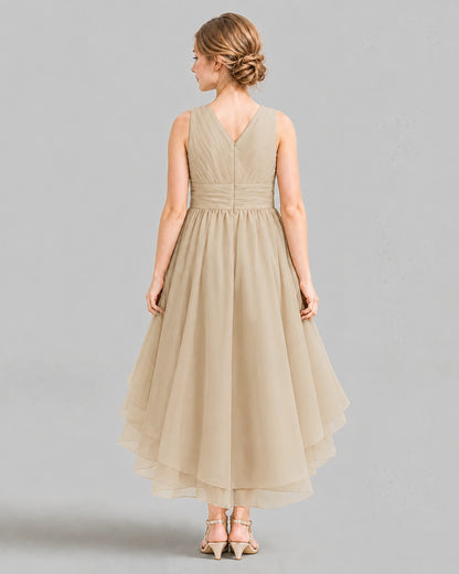 Champagne A-line Girls Formal Dresses Back