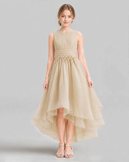 Champagne A-line Girls Formal Dresses Front