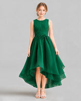 Dark Green A-line Girls Formal Dresses Front