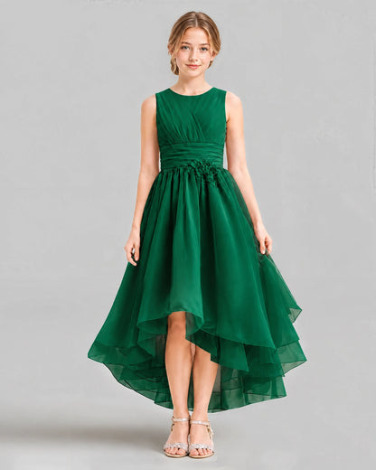 Dark Green A-line Girls Formal Dresses Front