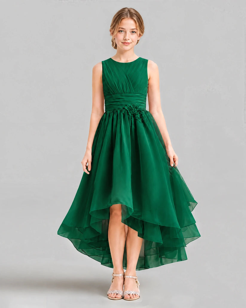 Dark Green A-line Girls Formal Dresses Front