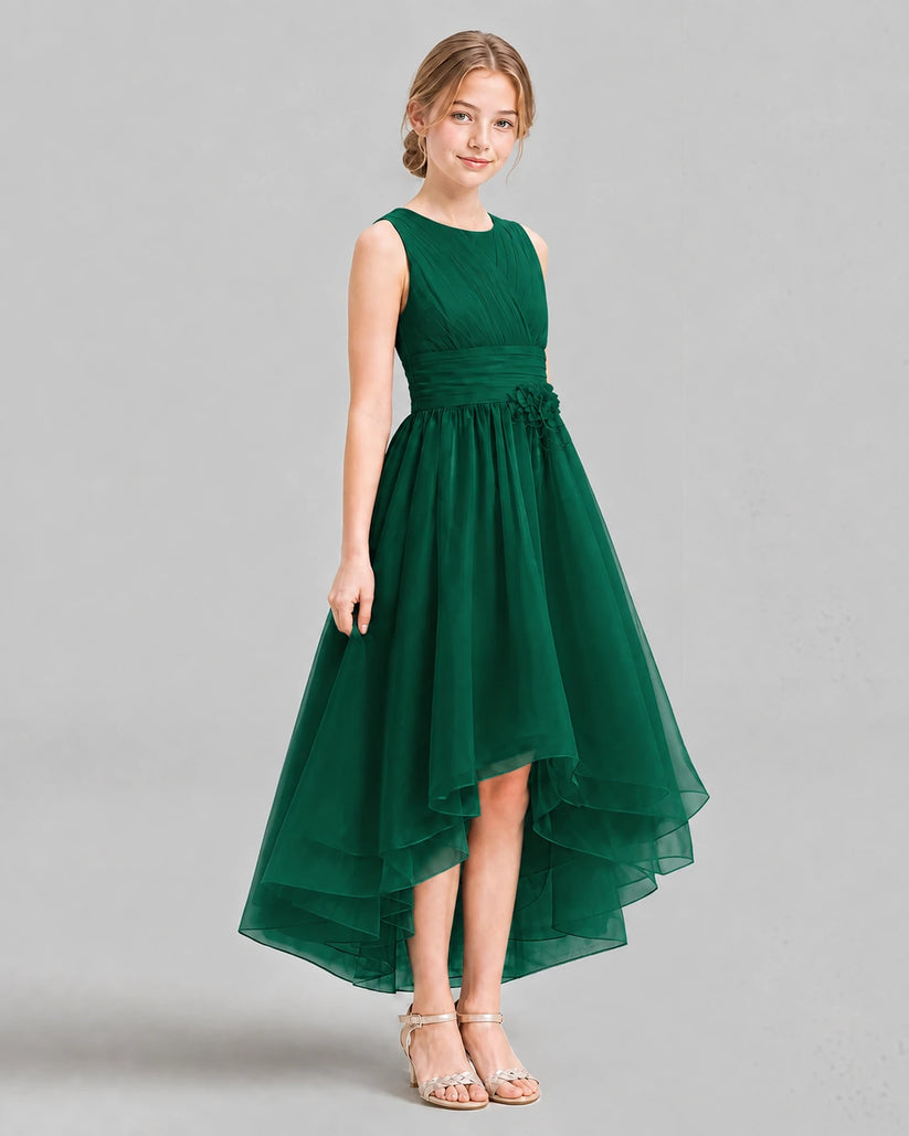 Dark Green A-line Girls Formal Dresses Side