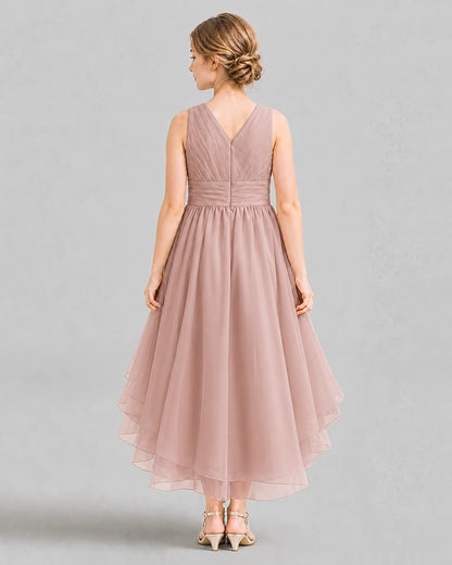 Dusty Rose A-line Girls Formal Dresses Back