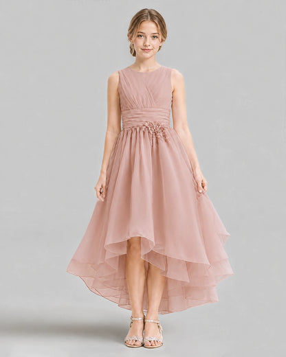 Dusty Rose A-line Girls Formal Dresses Front