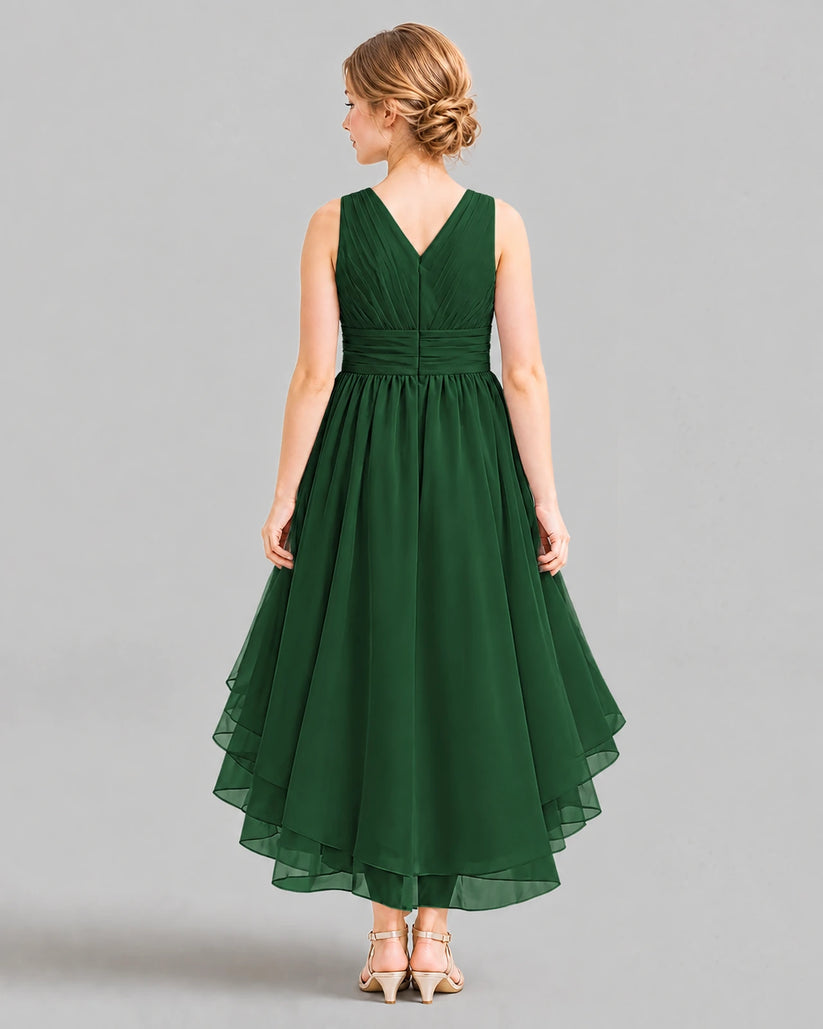 Emerald Green A-line Girls Formal Dresses Back