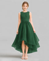 Emerald Green A-line Girls Formal Dresses Front