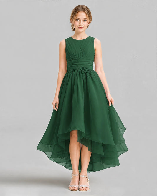 Emerald Green A-line Girls Formal Dresses Front
