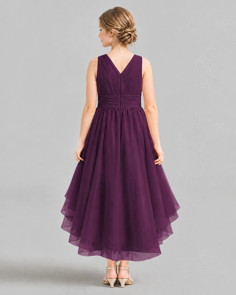 Grape A-line Girls Formal Dresses Back
