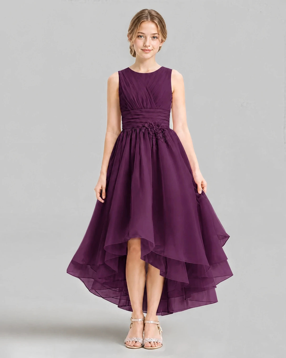 Grape A-line Girls Formal Dresses Front
