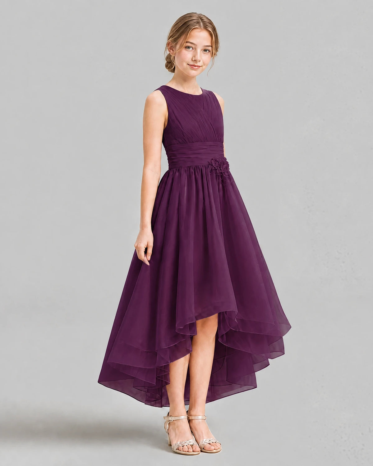Grape A-line Girls Formal Dresses Side
