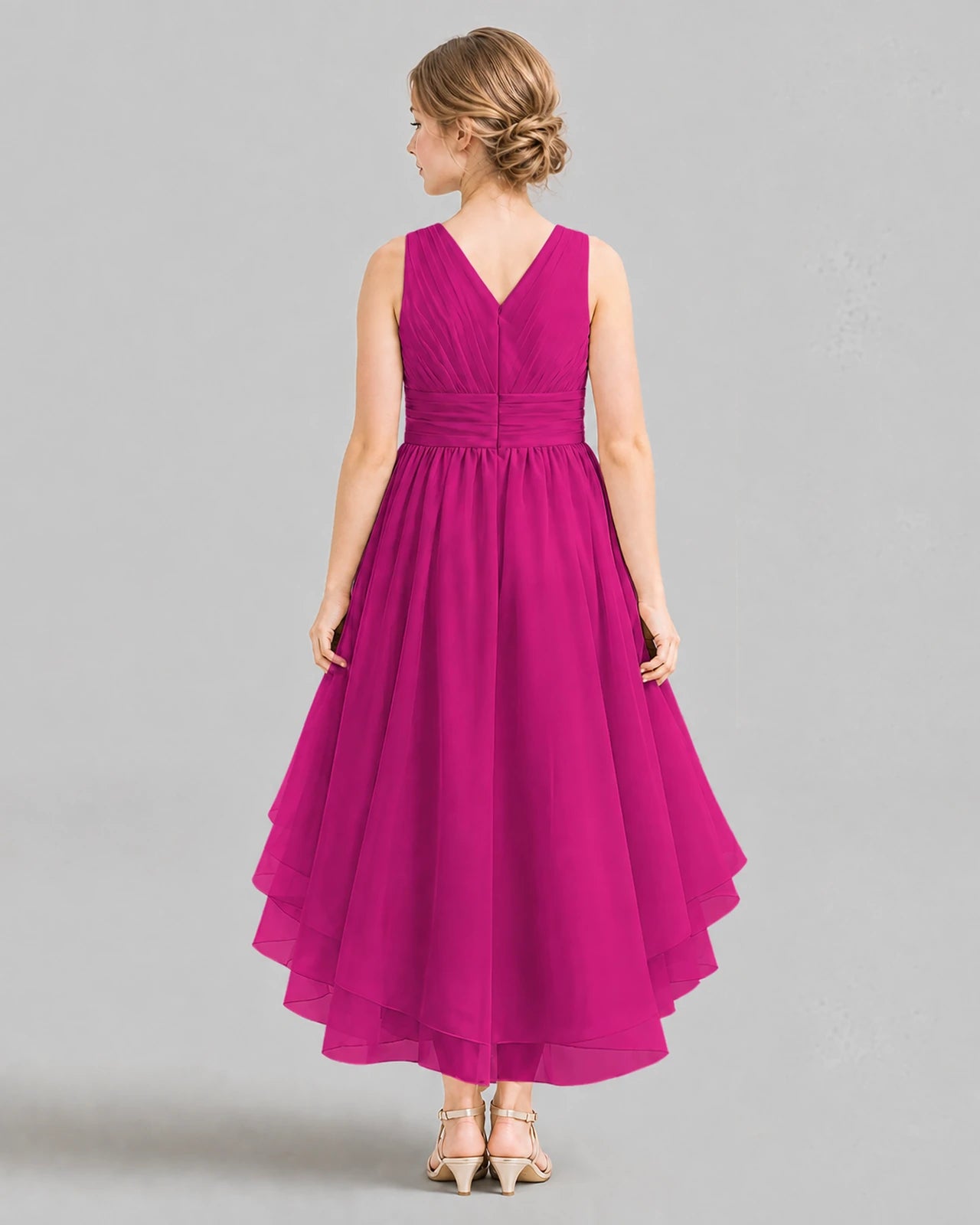 Hot Pink A-line Girls Formal Dresses Back