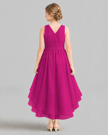 Hot Pink A-line Girls Formal Dresses Back