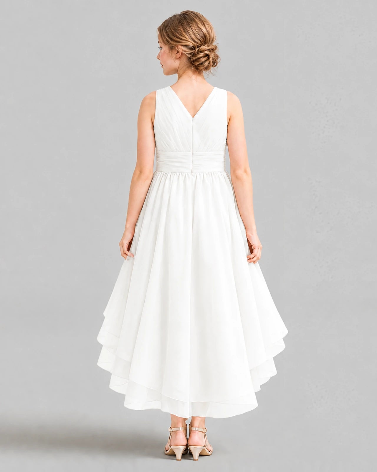 Ivory A-line Girls Formal Dresses Back