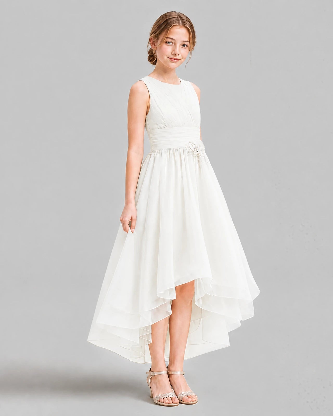 Ivory A-line Girls Formal Dresses Side