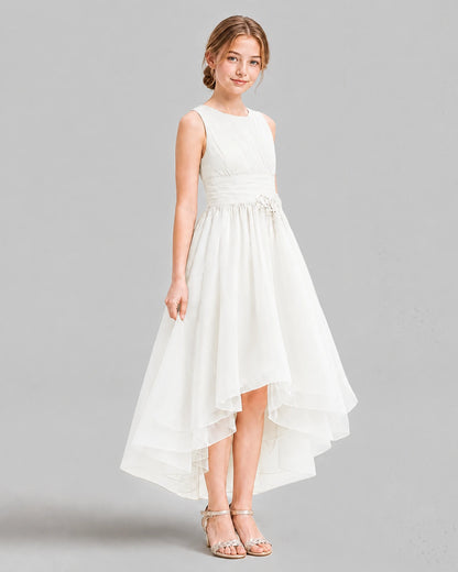 Ivory A-line Girls Formal Dresses Side
