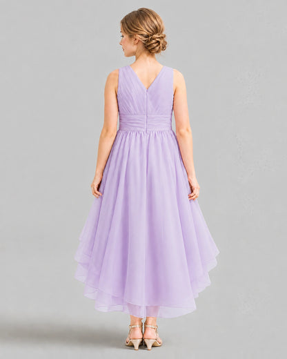 Lavender A-line Girls Formal Dresses Back
