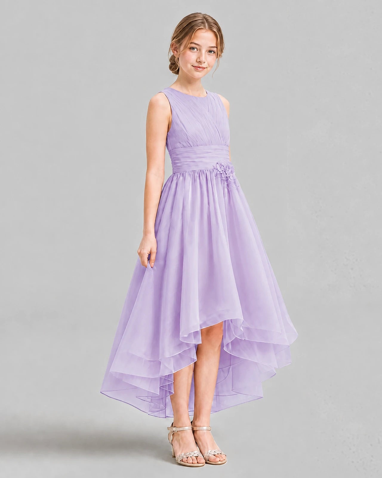 Lavender A-line Girls Formal Dresses Side