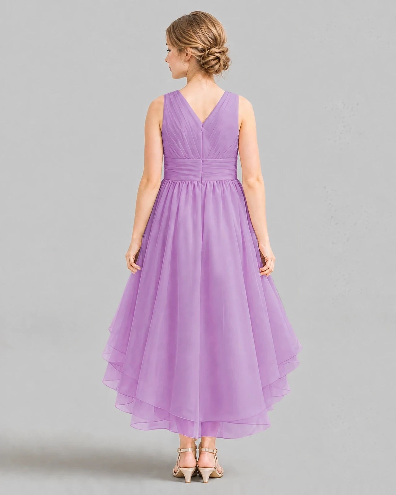 Lilac A-line Girls Formal Dresses Back
