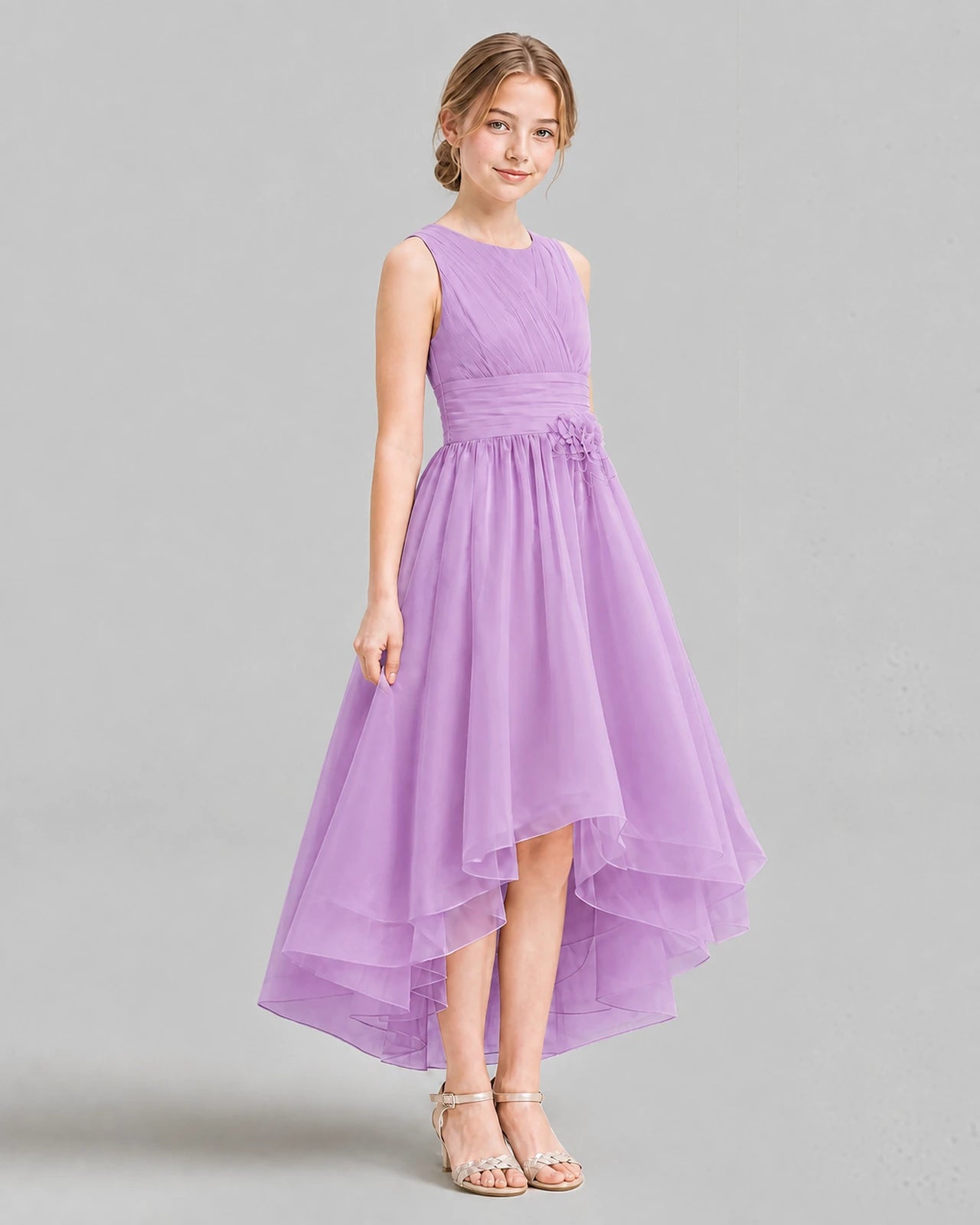 Lilac A-line Girls Formal Dresses Side