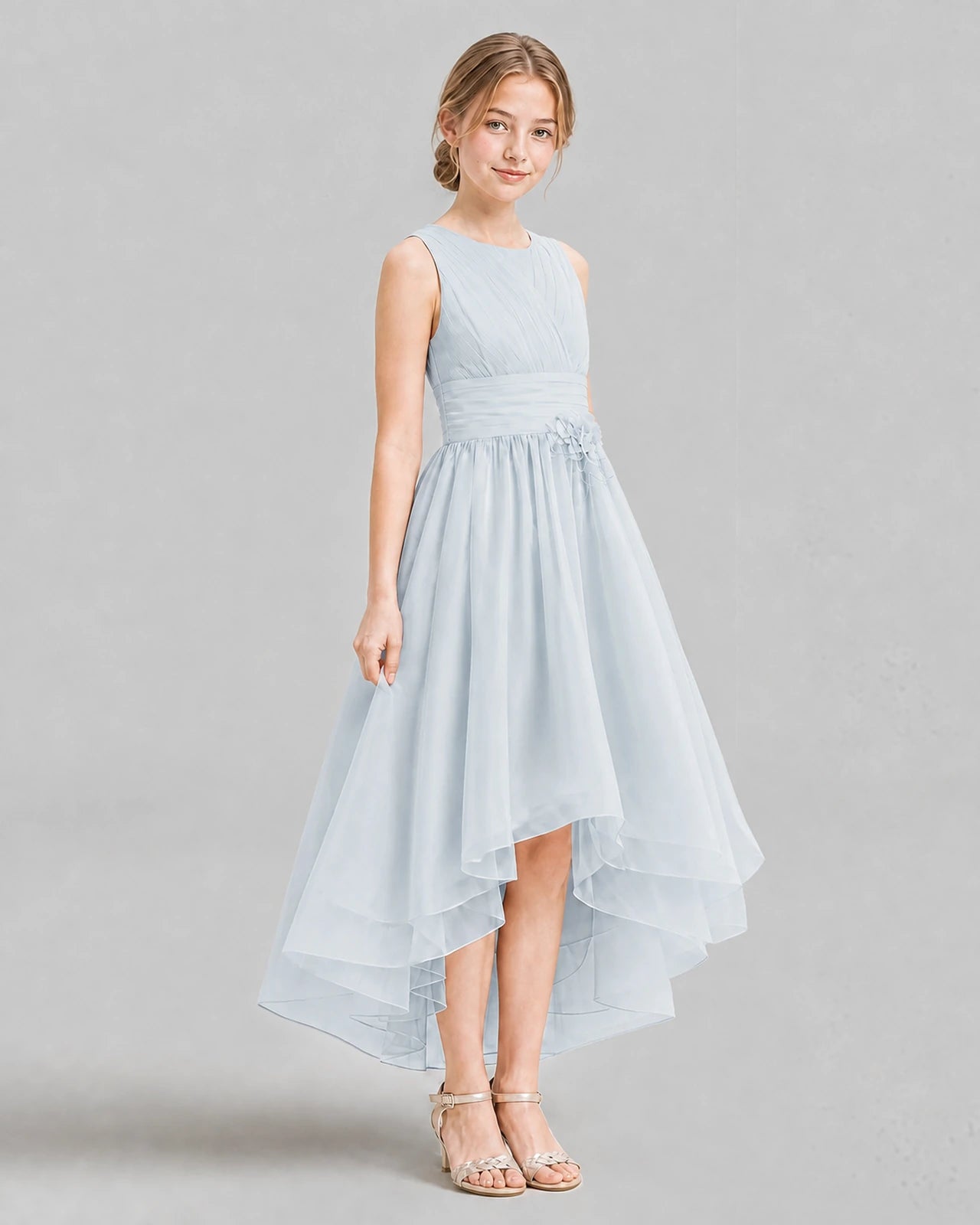 Mist A-line Girls Formal Dresses Side