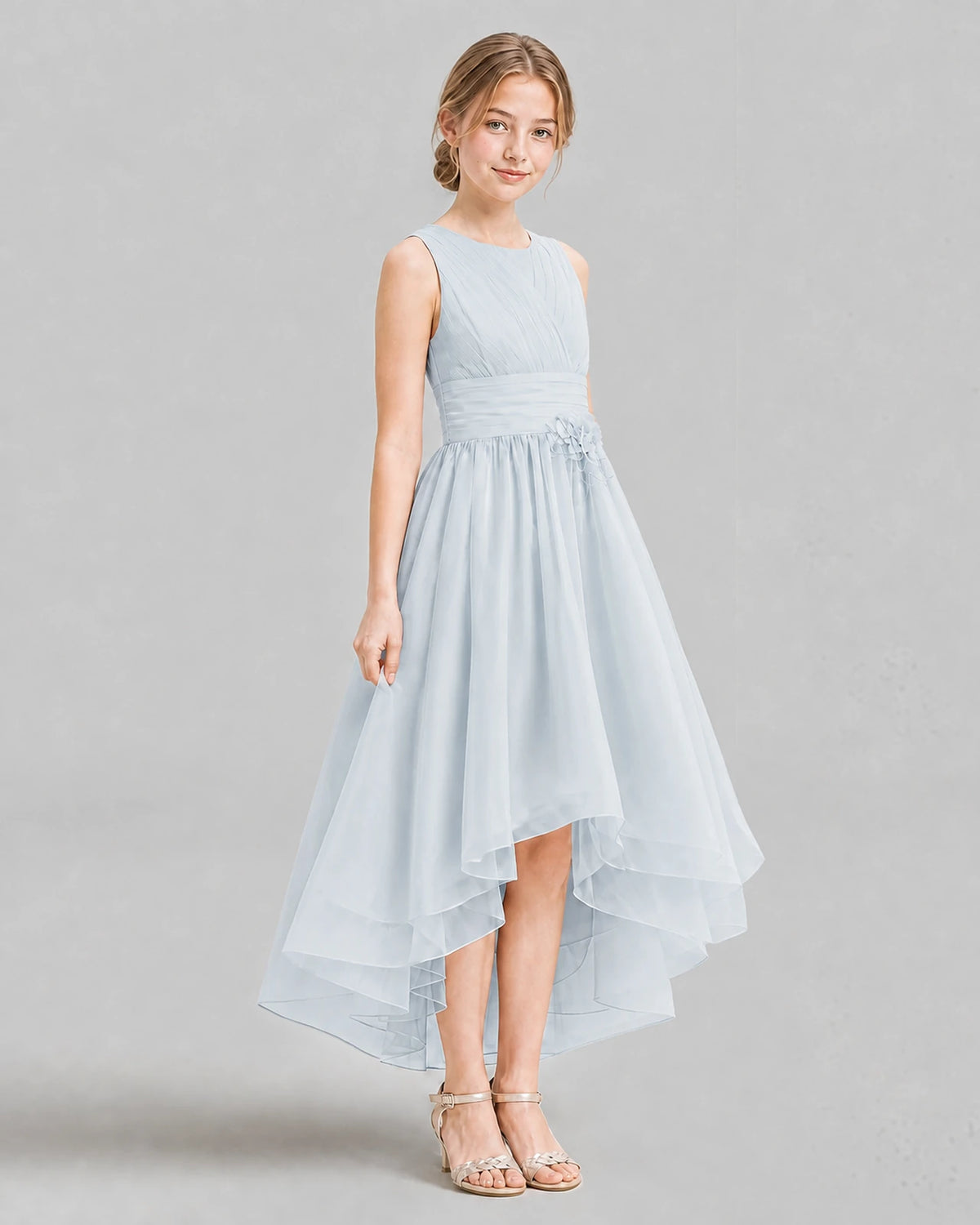 Mist A-line Girls Formal Dresses Side
