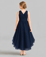 Navy Blue A-line Girls Formal Dresses Back