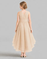 Peach A-line Girls Formal Dresses Back