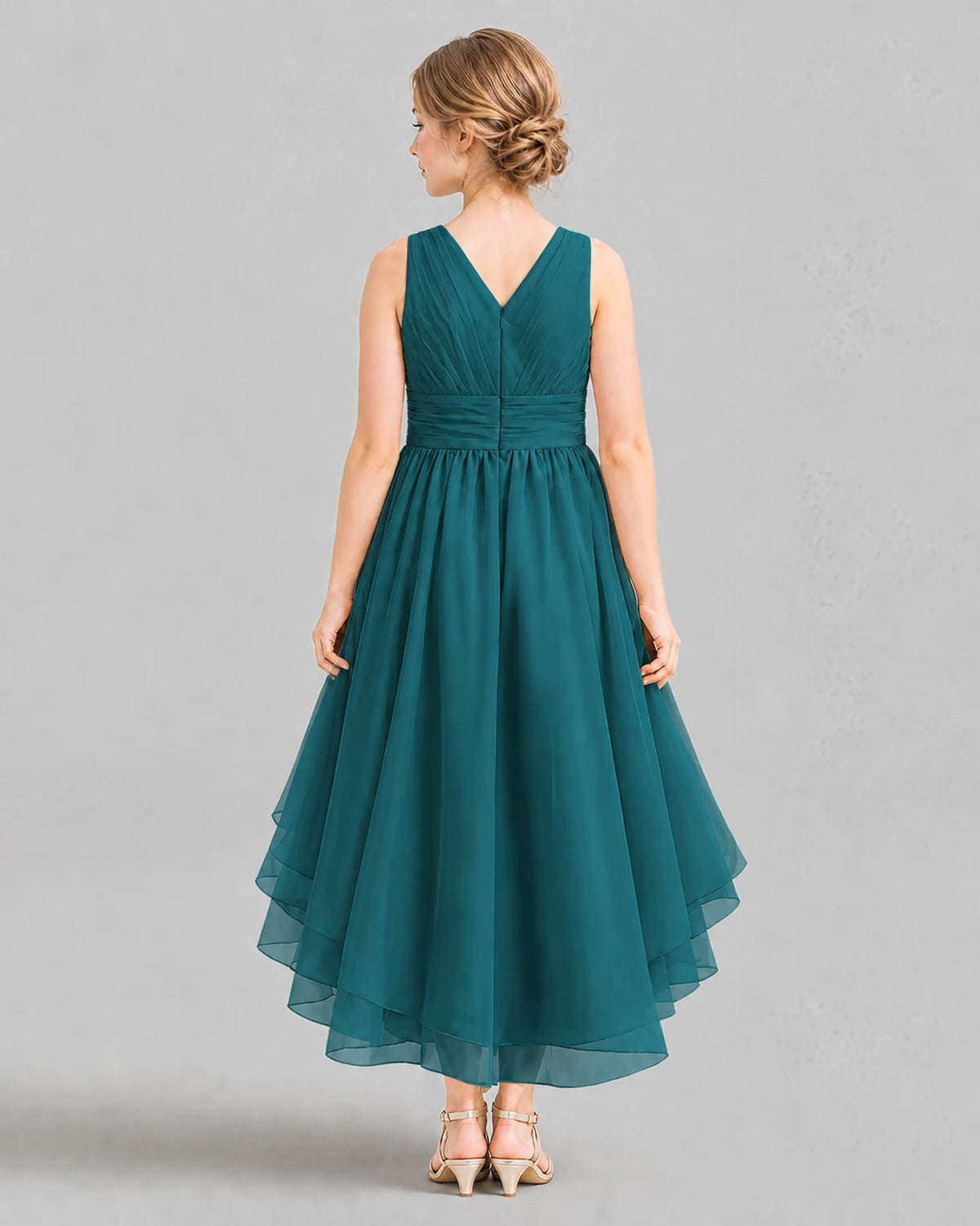 Peacock A-line Girls Formal Dresses Back