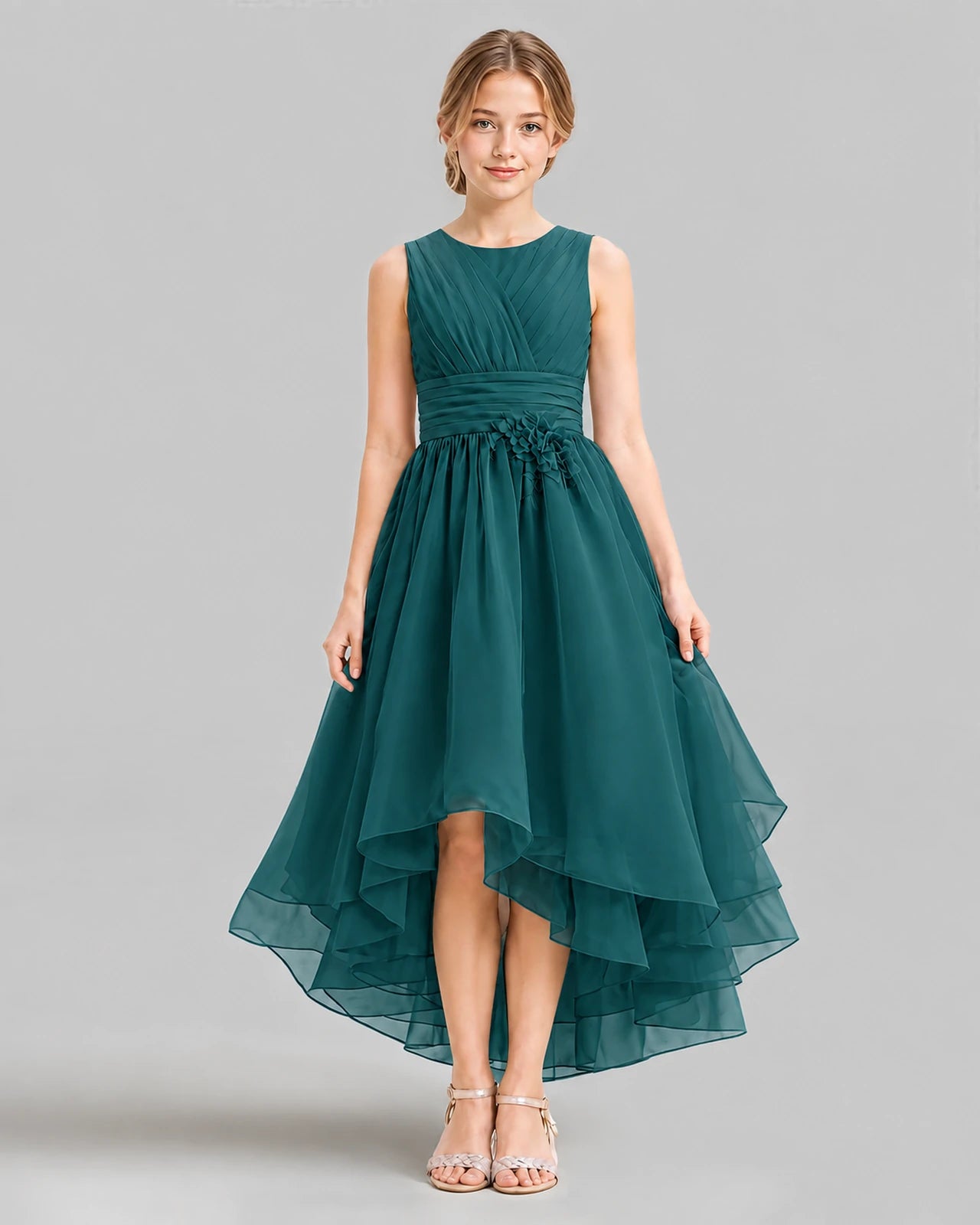 Peacock A-line Girls Formal Dresses Front