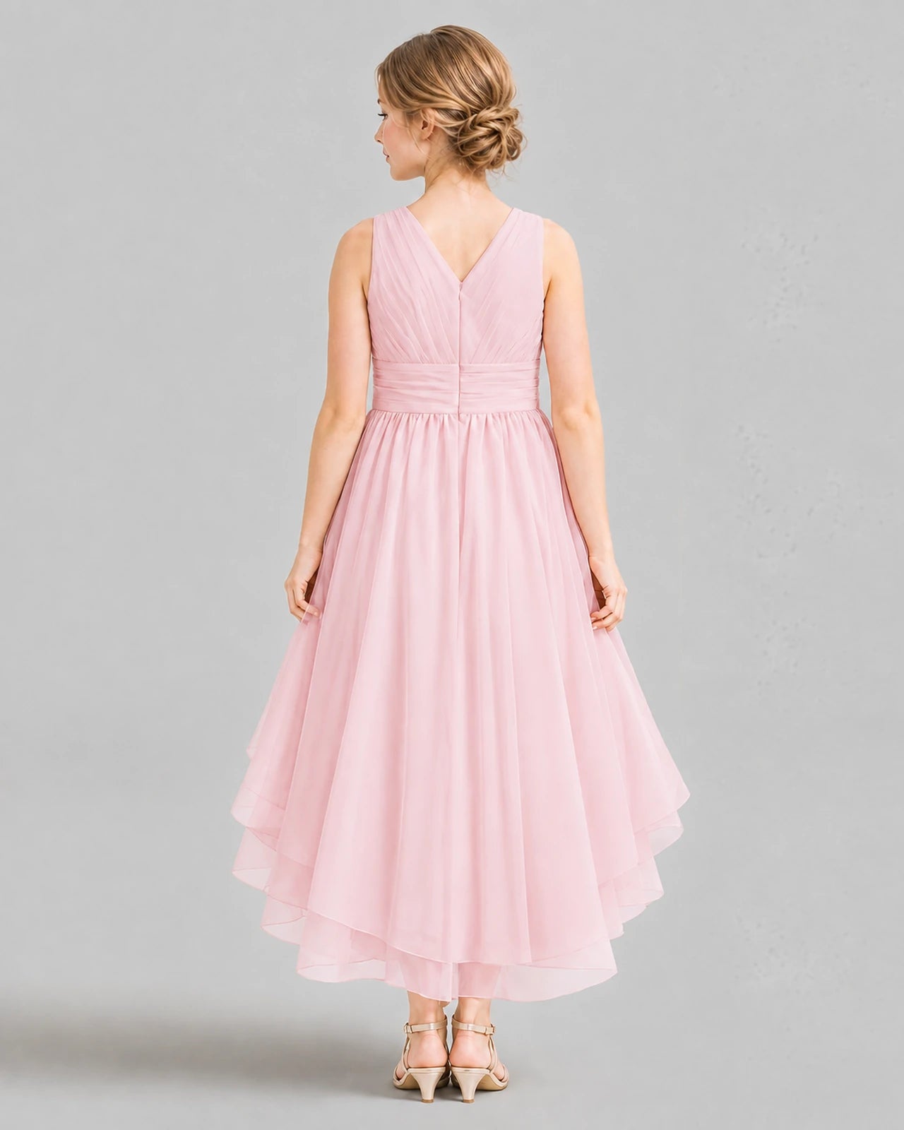 Pink A-line Girls Formal Dresses Back