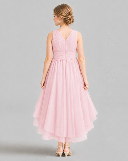 Pink A-line Girls Formal Dresses Back