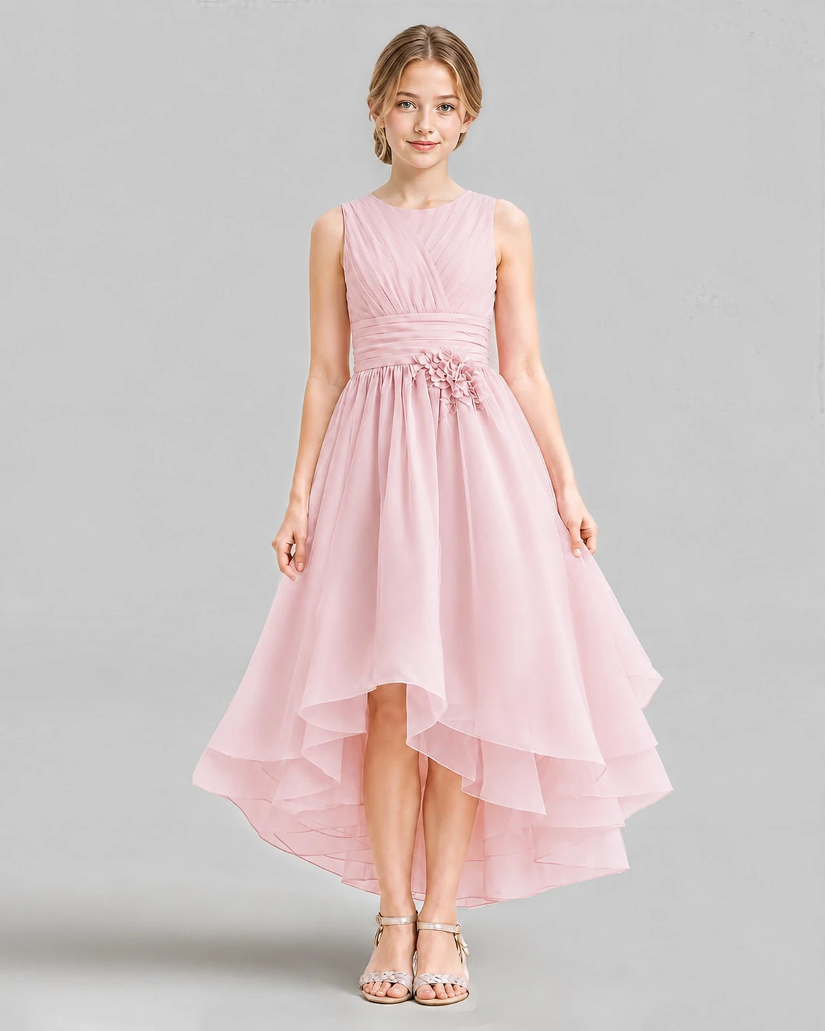 Pink A-line Girls Formal Dresses Front