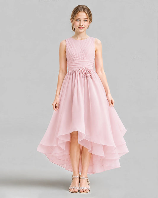 Pink A-line Girls Formal Dresses Front
