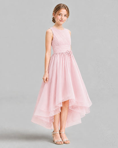 Pink A-line Girls Formal Dresses Side
