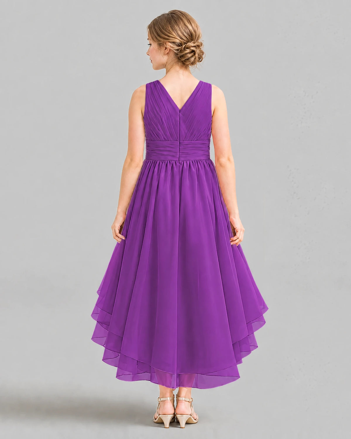 Purple A-line Girls Formal Dresses Back