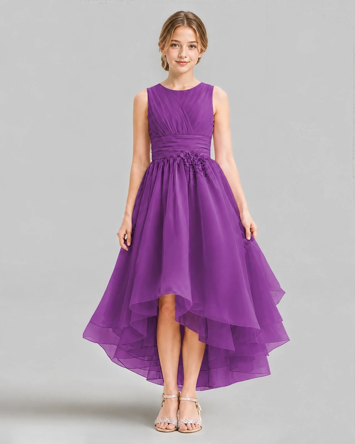 Purple A-line Girls Formal Dresses Front