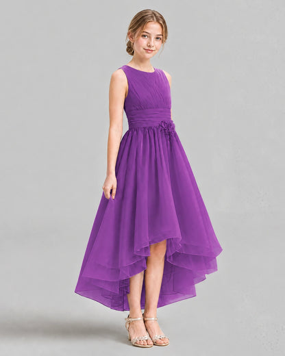 Purple A-line Girls Formal Dresses Side