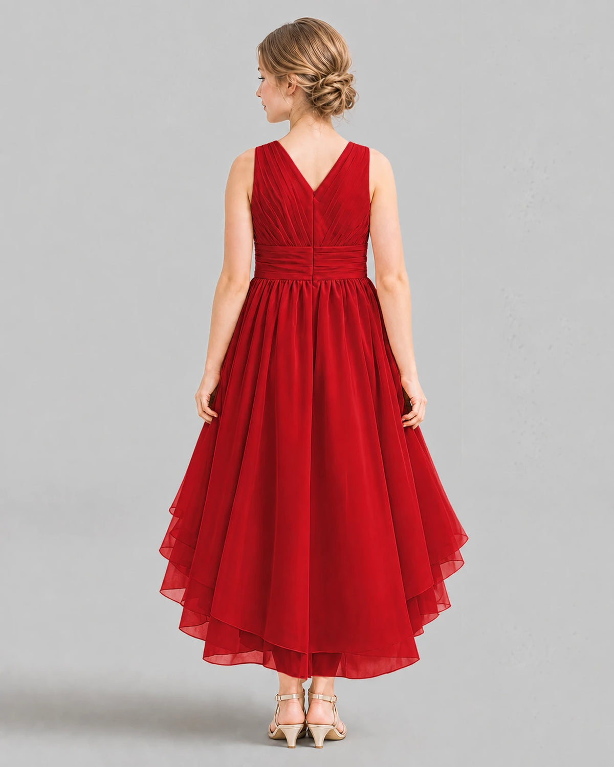 Red A-line Girls Formal Dresses Back