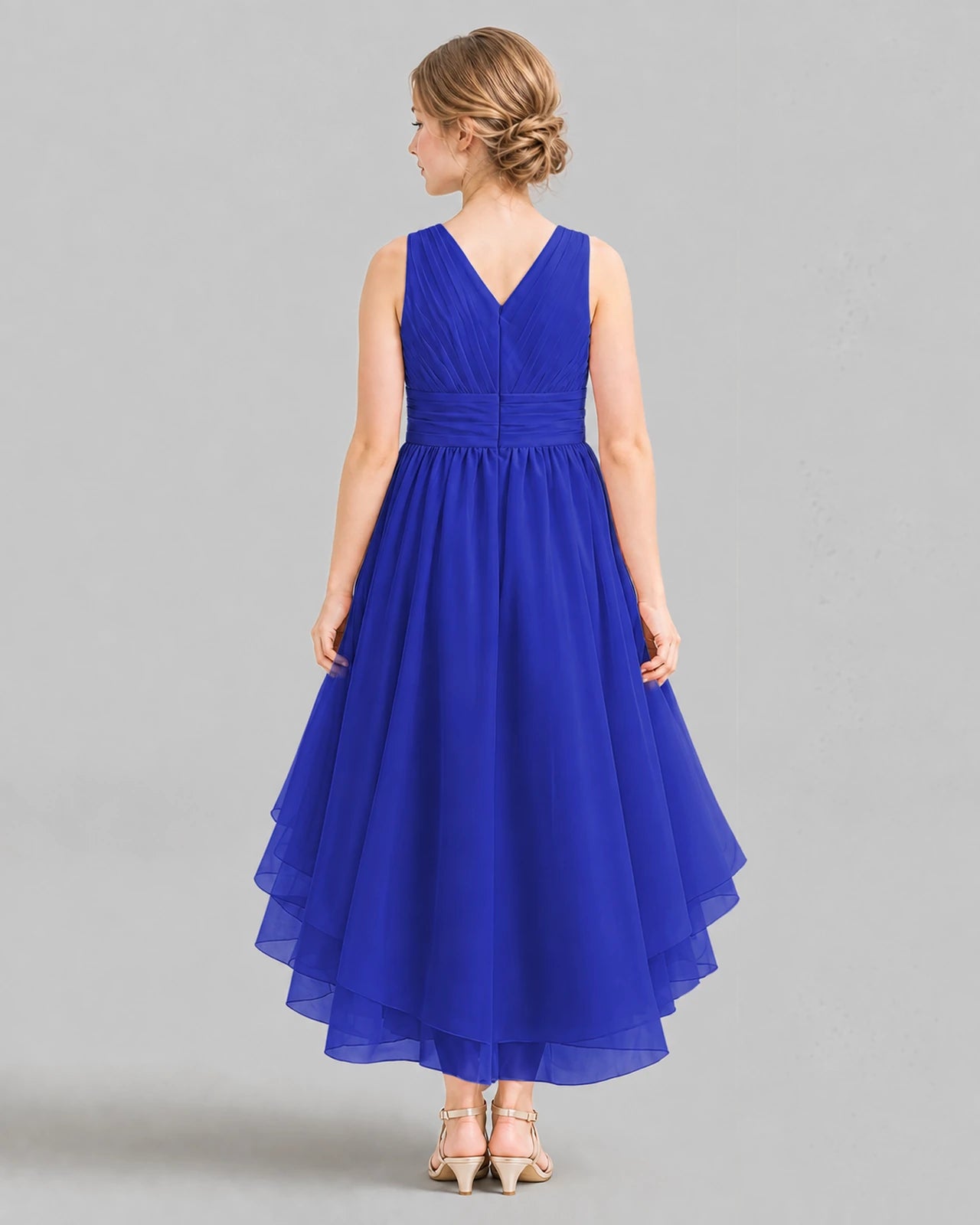Royal Blue A-line Girls Formal Dresses Back
