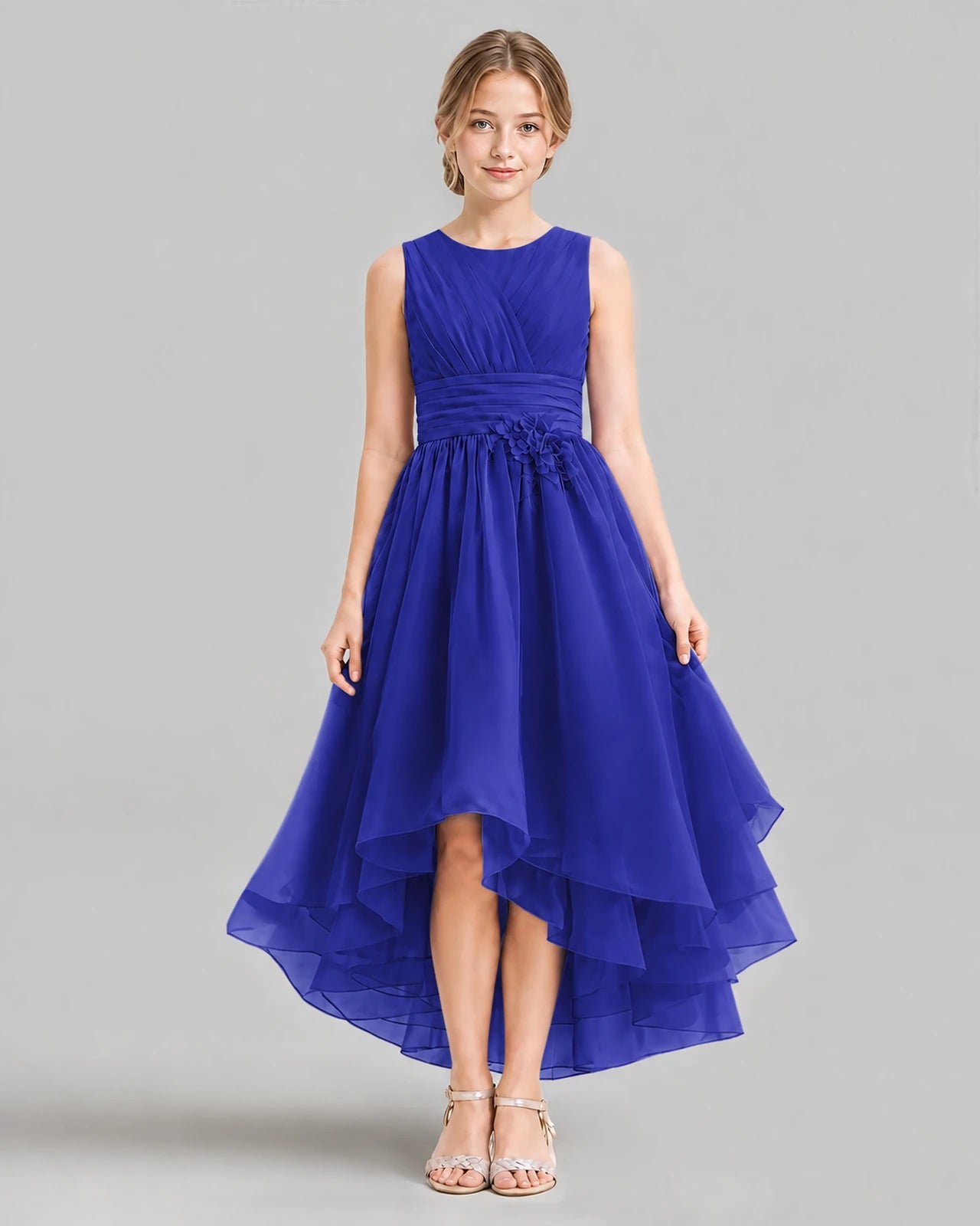 Royal Blue A-line Girls Formal Dresses Front