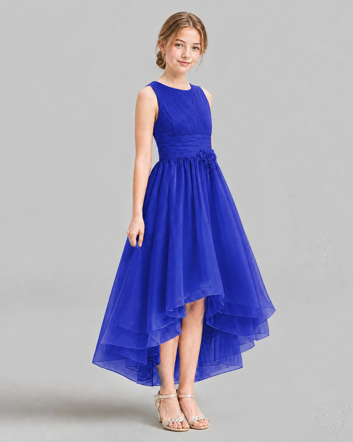 Royal Blue A-line Girls Formal Dresses Side