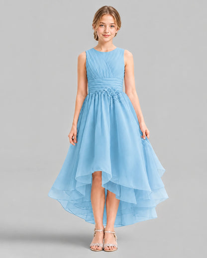 Sky Blue A-line Girls Formal Dresses Front