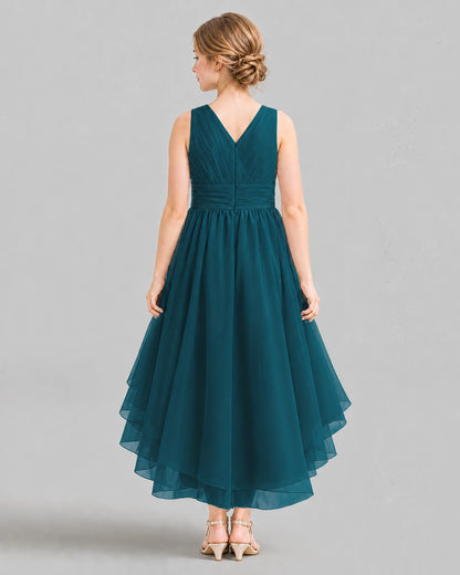 Teal A-line Girls Formal Dresses Back