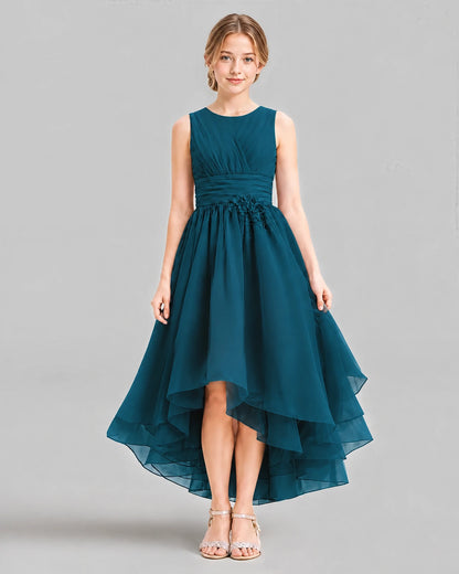 Teal A-line Girls Formal Dresses Front