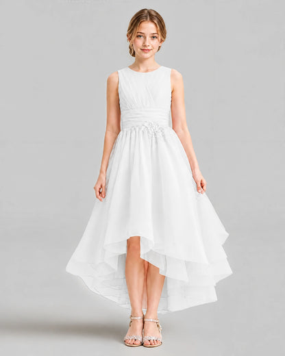 White A-line Girls Formal Dresses Front