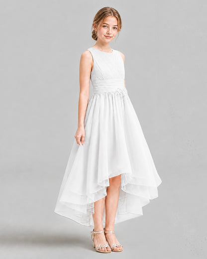 White A-line Girls Formal Dresses Side