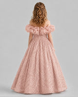 Blush Pink Ball Gown Girls Pageant Dresses Back